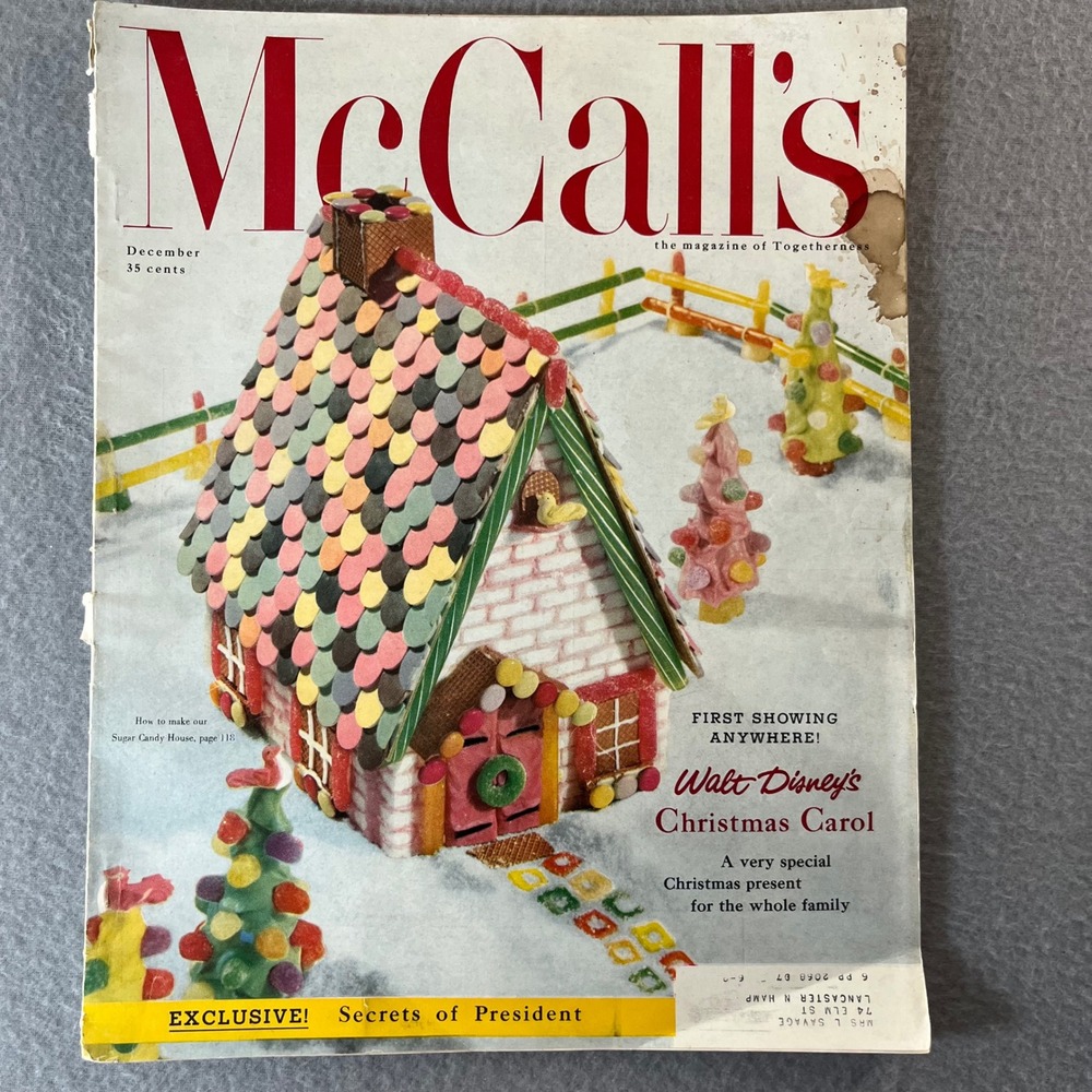 Vintage McCalls Magazine December 1957 Christmas Walt Disney Gingerbread Cover